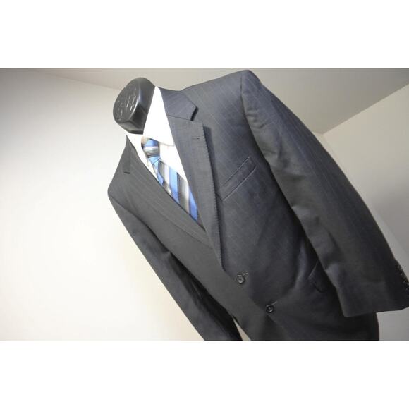 Jos A Bank Wool Gray Striped 2 Piece Suit Pants Jacket Mens Sz 34 x 30 41 R - Picture 2 of 14